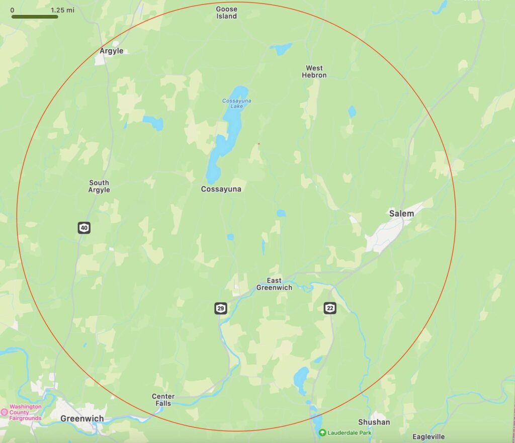 map screenshot salem greenwich with red circle